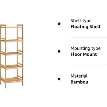 Five Tier Bamboo Storage Rack Organiser Shelves Unit, 8 of 10