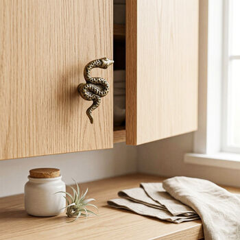 Antique Brass Serpent Drawer Knob, 3 of 9