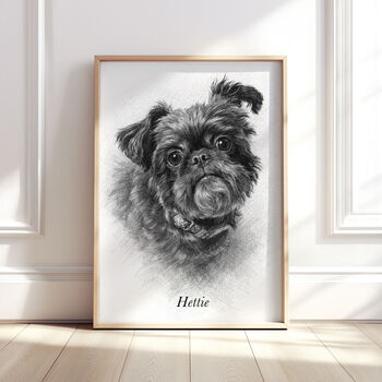 Personalised Black And White Pencil Sketch Pet Portrait, 8 of 12
