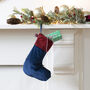 Luxury Mini Christmas Stocking Royal Navy Velvet, thumbnail 1 of 6