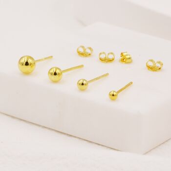 Sterling Silver Minimalist Ball Stud Earrings, 4 of 12