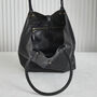 Buttery Soft Black Leather Tote Bag With Optional Personalisation, thumbnail 4 of 6