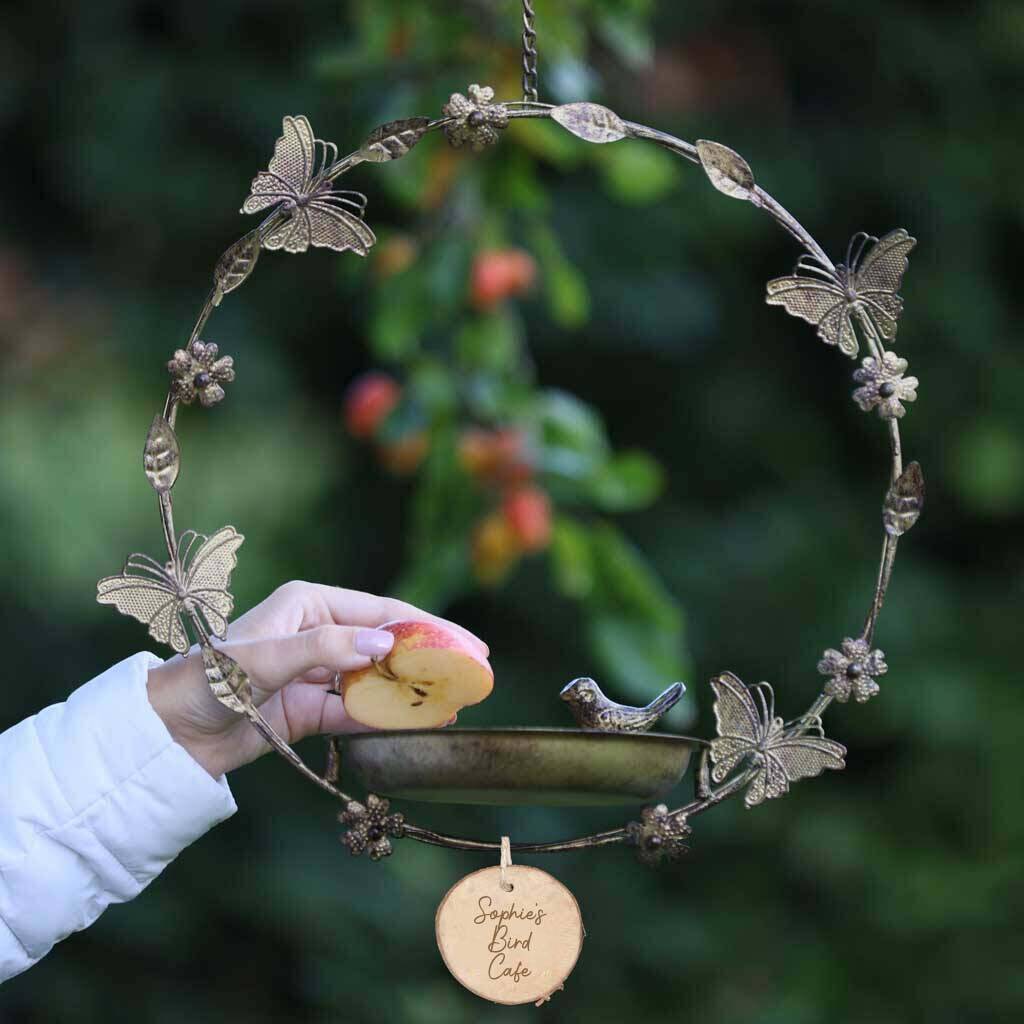 garden hanging heart bird dish