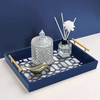 Elegant Decorative Tray With Polished Metal Handles, 6 of 7