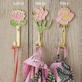 Hand Painted Solid Brass Flower Wall Hooks, 6 of 7