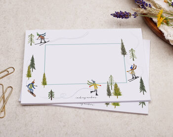 A5 Letter Writing Paper And Envelopes, Skiing Design, 3 of 7