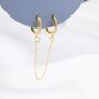 Double Piercing Cz Hoop Earrings With Linking Chain, thumbnail 2 of 8