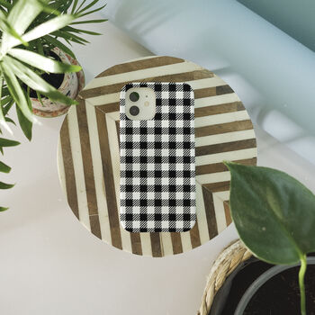 Black And White Gingham Biodegradable Phone Case, 6 of 8