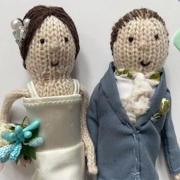 Personalised Knitted Bride And Groom Doll Keepsake, 2 of 9
