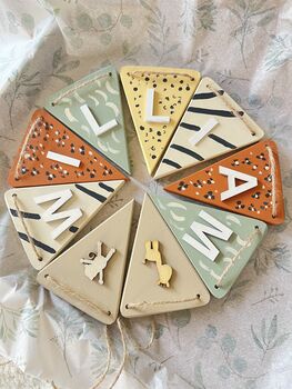 Safari Bunting Jungle Theme Wooden Personalised Bunting, 6 of 11