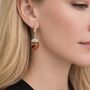 Large Sterling Silver Baltic Amber Acorn Drop Earrings, thumbnail 2 of 6