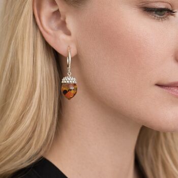 Large Sterling Silver Baltic Amber Acorn Drop Earrings, 2 of 6