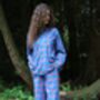 Organic Cotton Can Vibe Blue Tartan Unisex Pyjama, thumbnail 7 of 9
