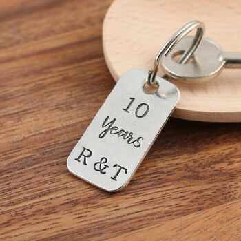 10th Anniversary Couples Gift Milestone Year Keyring, 2 of 8