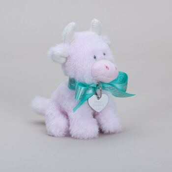 Personalised Mini Baby Pink Collectible Highland Cow Soft Toy, Gift Boxed, 3 of 11