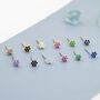 Pair Of Sterling Silver Very Tiny Cz Flower Stud Earrings, thumbnail 1 of 12
