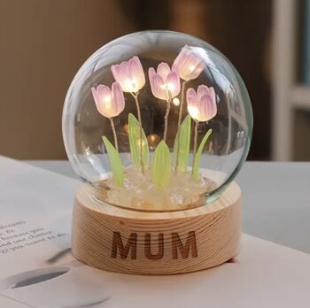 Personalised Faux Tulip LED Light Glass Dome, 2 of 3