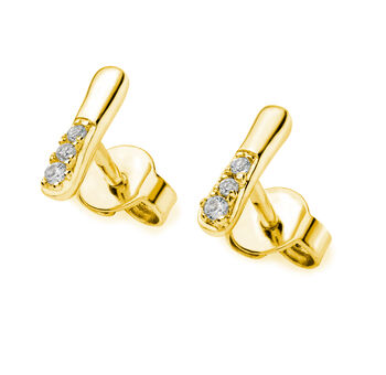 Designer Mini Skinny Drop Studs In 18ct Gold Vermeil, 2 of 3