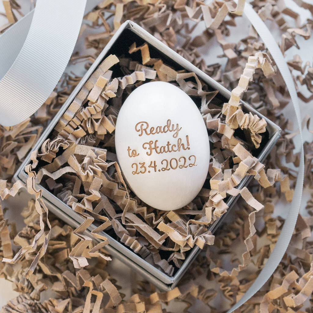 Wooden 'Ready To Hatch!' Baby Announcement Egg By Oh So Cherished