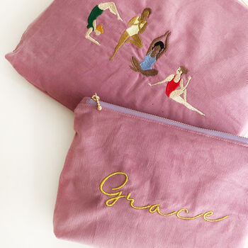 Personalised Corduroy Make Up Pouch Bags Lavender, 5 of 6