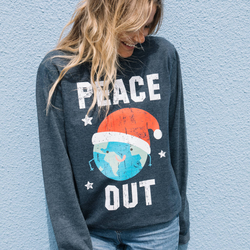 Peace Out Women's Festive Christmas Sweatshirt, 1 of 5