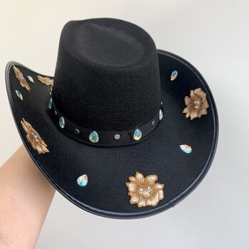 Black And Gold Embroidered Cowboy Hat, 4 of 4