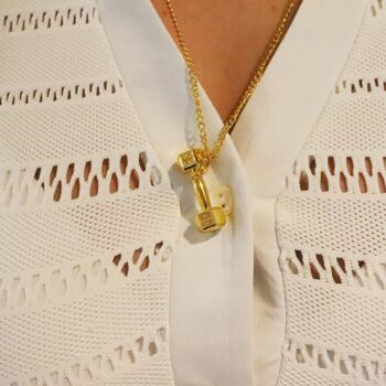 Personalised Gold Coloured Dumbbell Pendant Necklace, 9 of 9