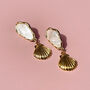 Mother Of Pearl Seashell Charm Earrings, thumbnail 1 of 7
