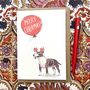 English Bull Terrier Christmas Card Reindog Design, thumbnail 1 of 2