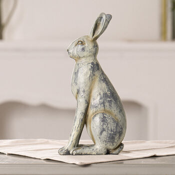 Washed Grey Sitting Hare Ornament, 3 of 4