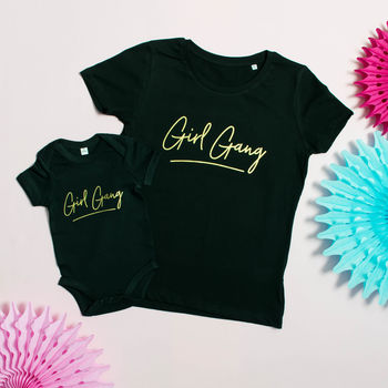 Girl Gang Mother And Daughter T Shirt And Babygrow Set, 2 of 5