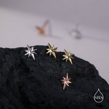Sterling Silver Tiny Starburst Stud Earrings, 6 of 11