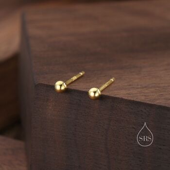 Sterling Silver Minimalist Ball Stud Earrings, 7 of 12