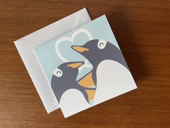 Penguins In Love On Ice Greetings Card, 3 of 3