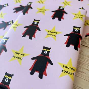 You're Super, Daddy Bear Father's Day Wrapping Paper, 6 of 10