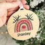 Personalised Rainbow Reindeer Round Wooden Decoration, thumbnail 2 of 4