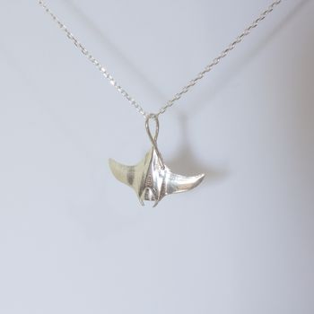 Sterling Silver Manta Ray Necklace, 3 of 7