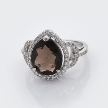Pear Drop Smoky Quartz 925 Sterling Silver Ring, 2 of 4