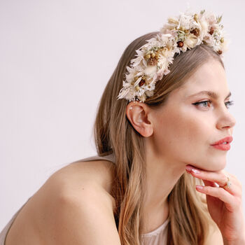 Paisley Boho Bridal Dried Flower Crown Wedding Headband, 4 of 7