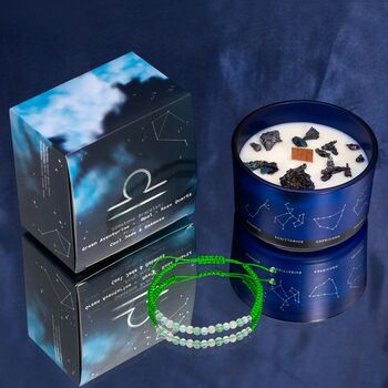 Libra Zodiac Crystal Candle And Gemstone Bracelet Gift Set, 2 of 2