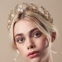 Wedding Tiara With Ivory Crystals And Flowers Coraline, thumbnail 3 of 11