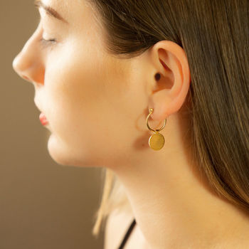 Gold Plated Sterling Silver Omega Drop Earrings, 2 of 3