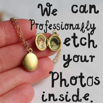 Tiny Small Personalised Oval Locket With Photos, 3 of 9