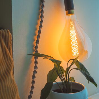 Macrame Hanging Accent Lamp With Globe Bulb, 2 of 11