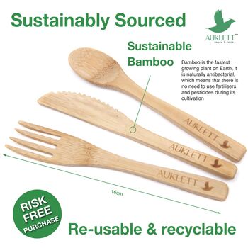 Bamboo Cutlery Set, 24 Pcs, 5 of 9