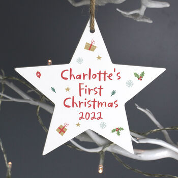 Personalised First Christmas Wooden Decoration, 2 of 4
