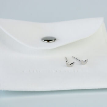 Sterling Silver Minimalist Leaf Stud Earrings, 5 of 6