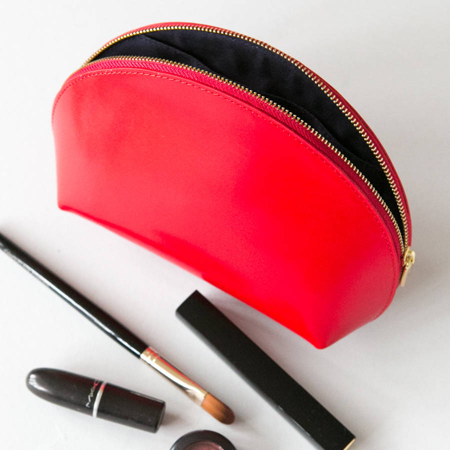 personalised leather make up bag by begolden