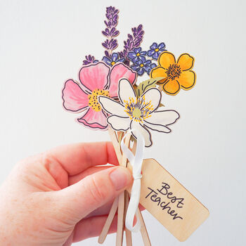 Personalised Wooden Flower Bouquet Teacher Thank You Gift, 6 of 6