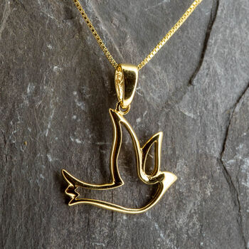 Gold Vermeil Dove Pendant Necklace With Chain, 2 of 6